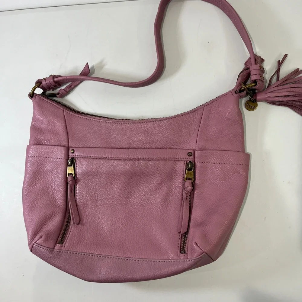 The Sak Collective Shoulder Bag Hobo Medium Purple Leather Tassel Boho Chic